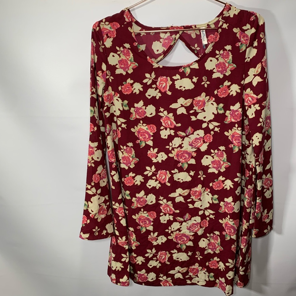 WallFlower‎ Bell Sleeve Wine Floral spring Dress